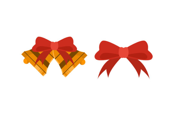 Christmas Bell and Ribbon Set Graphics & Illustrations