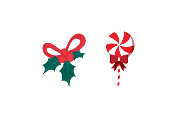 Christmas Lollipop Mistletoe Vector Graphics & Illustrations