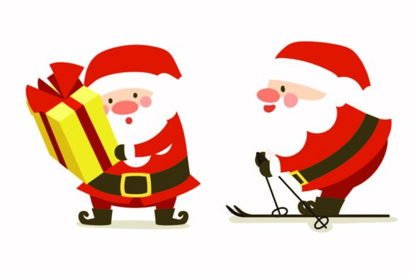 Christmas Santa Ski Cartoon Illustration Graphics Review
