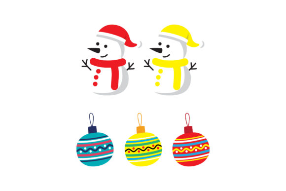 Christmas Snowman Ornament Set Vector Graphics Review