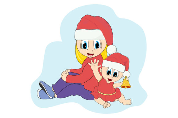 Mother and Baby Girl on Christmas: Graphics & Illustrations Review